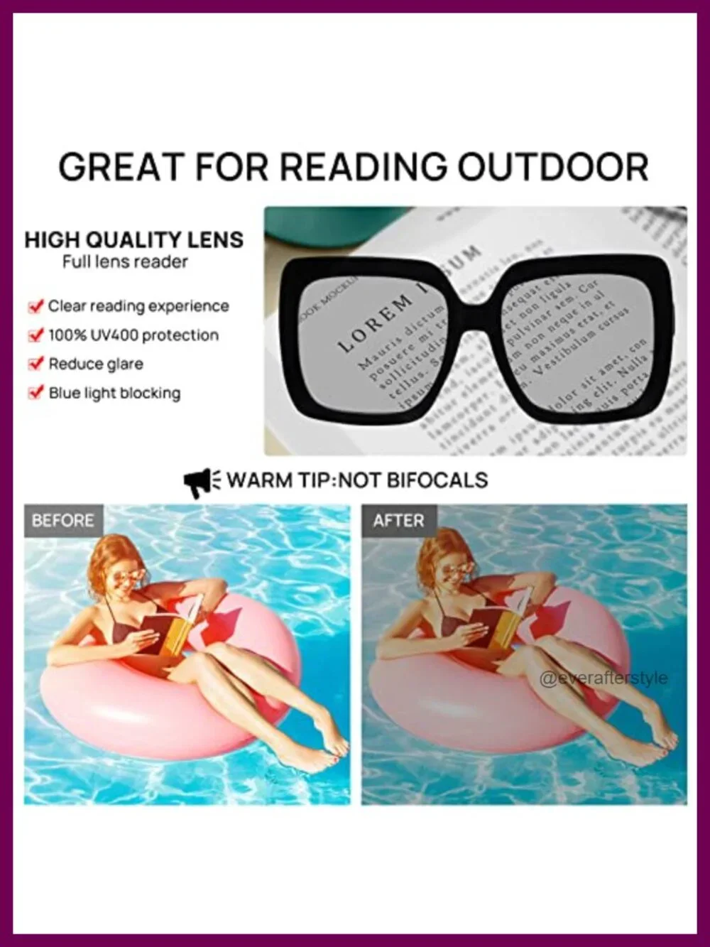 Oversized Reader Sunglasses with Blue Light Blocking UV400 Protection